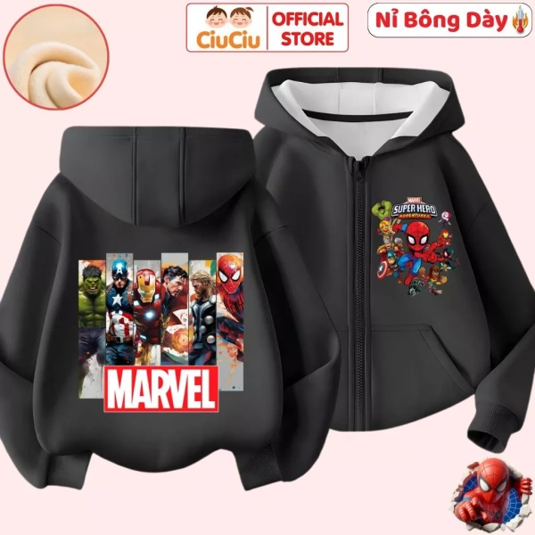 Áo hoodie nỉ cho bé trai họa siêu nhân ấm áp: cảm giác êm ái nhưng việc bảo quản bông gây bất ngờ
