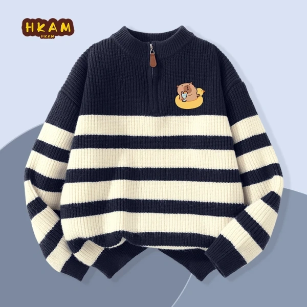 Áo len sọc nửa cardigan cho bé mùa thu êm ấm nhưng khiến việc phối đồ hằng ngày trở nên bất ngờ khó khăn
