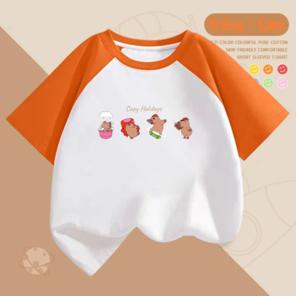 Áo thun in họa tiết Capybara cho bé mùa hè: Khi sự thoáng mát gặp bất ngờ trong bữa giặt