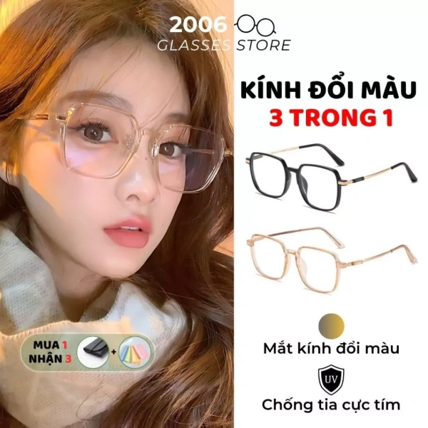 Bất ngờ khi kính đổi màu gọng kim loại bảo vệ UV và ánh sáng xanh thực tế kéo dài suốt cả ngày làm việc