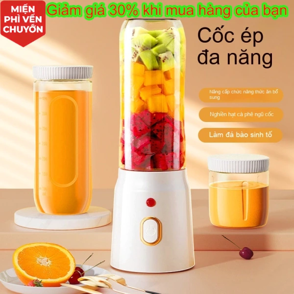 Bữa sáng gấp gáp trở nên mượt mà hơn khi máy ép trái cây mini có thể đập đá và sạc lại