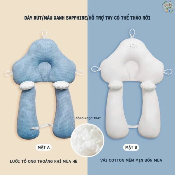 Chi tiết nhỏ trên gối chữ U cho bé sơ sinh quyết định sự thoải mái khi bé ngủ.