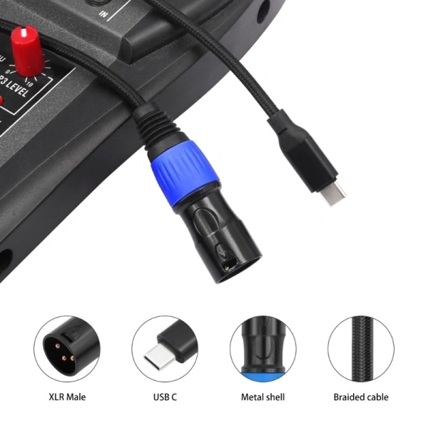 Chiều dài không vừa của cáp chuyển đổi XLR sang USB‑C thường gây gián đoạn trong buổi thu âm