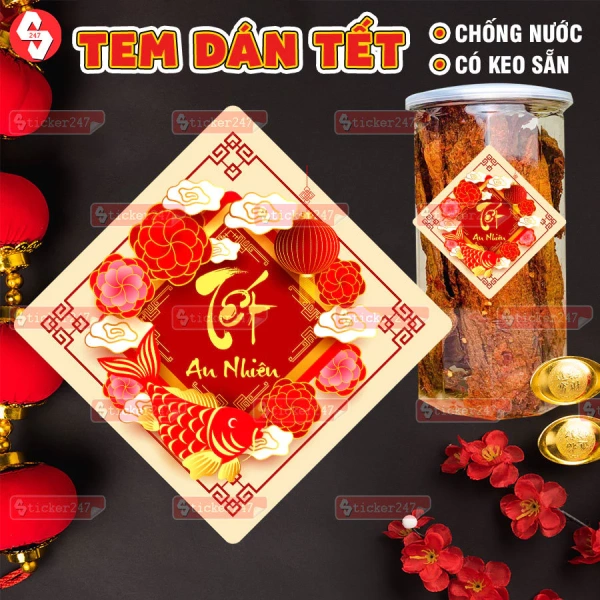 Dán decal cá chép màu vàng lên hũ quà Tết thường bị bỏ quên: độ chống thấm nước quyết định vẻ đẹp lâu dài