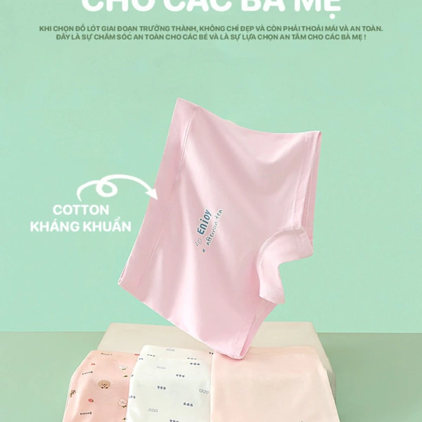 Không chỉ mềm mại, chất liệu thấm hút của quần lót cotton cho bé gái còn quyết định cảm giác thoải mái suốt ngày dài