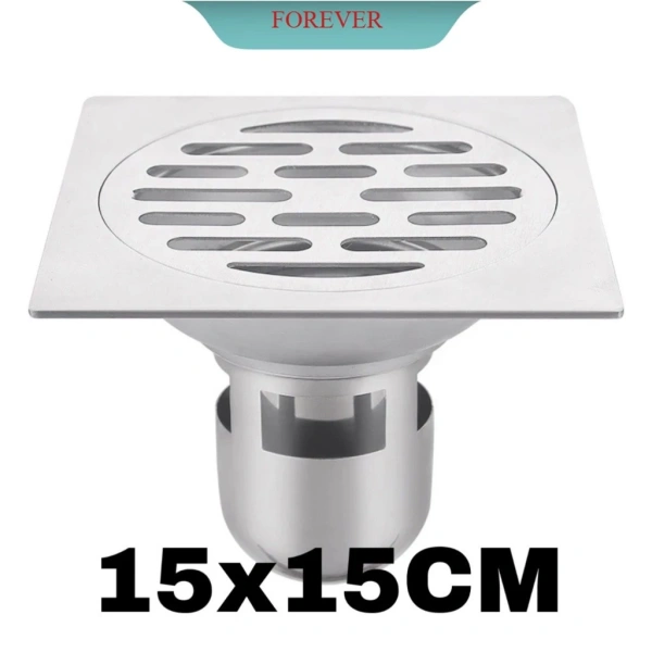 Lỗ thoát sàn phòng tắm 15×15 cm bằng inox304: chi tiết nhỏ khiến mùi hôi vẫn kéo dài