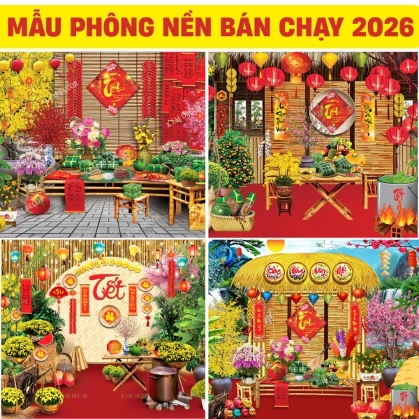 Màu sắc tranh nền vải lụa trong trang trí Tết thường bị phai nhanh hơn khi tiếp xúc trực tiếp với ánh sáng ban ngày