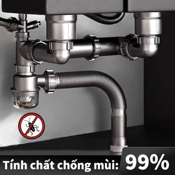 Quên vệ sinh ống thoát trong bộ xi phông ngăn mùi, bồn rửa lại tỏa mùi khó chịu