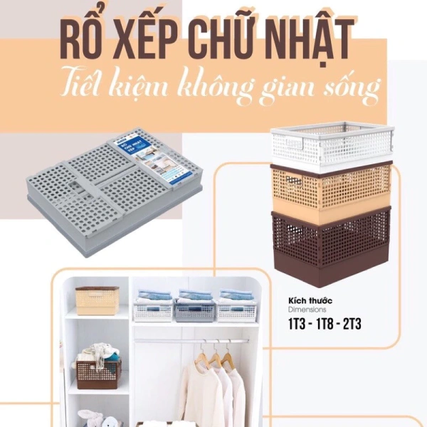 Rổ nhựa chữ nhật xếp trong tủ quần áo: Khi độ dày an toàn lại gây khó khăn khi mở nắp.