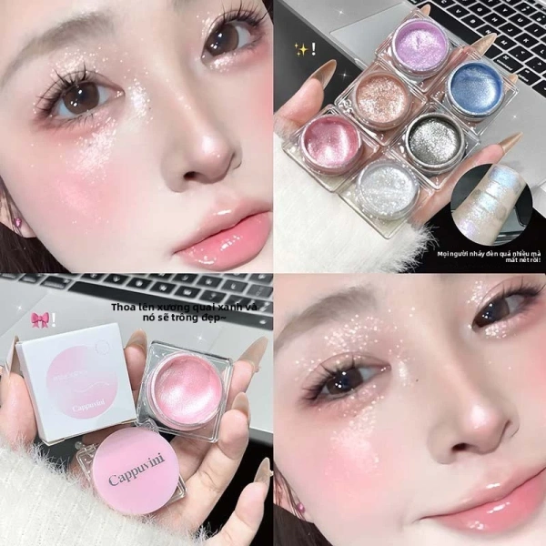 Sau buổi tối, highlighter lỏng làm sáng mắt khiến làn da sáng không tự nhiên
