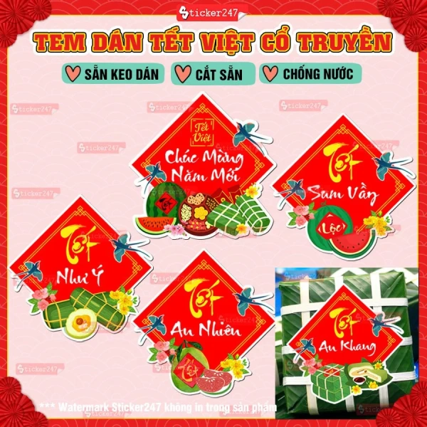 Tem Tết dán lên bánh chưng: Niềm vui ban đầu có thể biến thành bất tiện khi gói và bảo quản bánh.