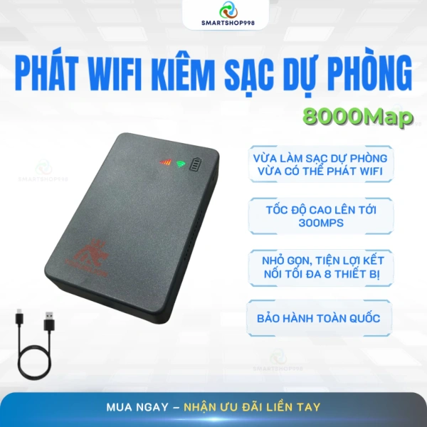 Thực tế sử dụng pin dự phòng 8000 mAh phát wifi 4G/5G cho 8 thiết bị: thời lượng thường ngắn hơn mong đợi