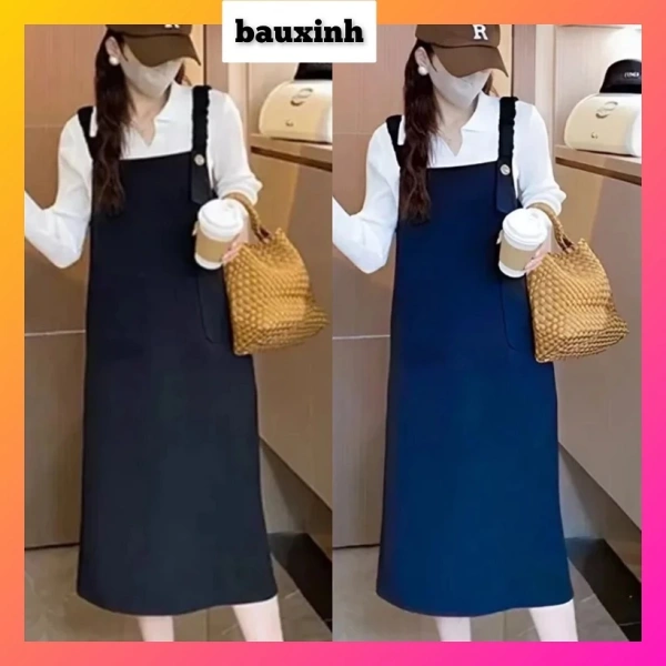 Yếm bầu công sở dáng dài: mong muốn thanh lịch nhưng lại gặp khó khăn khi ngồi lâu