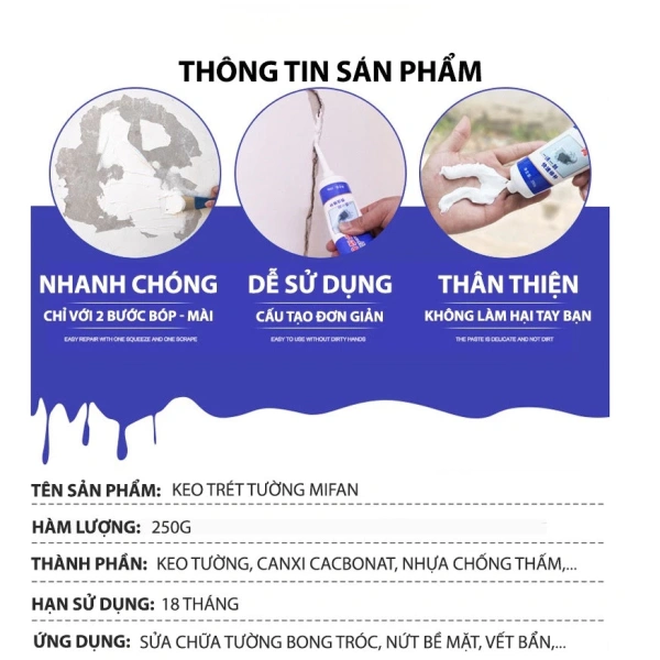 Keo vá tường truyền thống được quảng cáo chủ yếu là chất kết dính để “đầy” các vết nứt, lỗ hổng hoặc chỗ trầy xước trên bề mặt tường. (Ảnh 2)