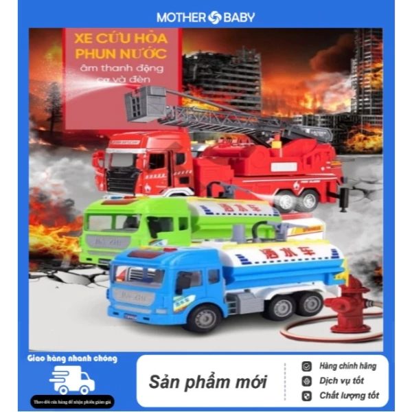 Sản phẩm Nhiều Mẫu Xe Cứu Hỏa Xe Bồn Nước, Xe Cứu Hộ mang lại trải nghiệm đa dạng với các màu sắc xanh dương, xanh lá, đỏ,… Kích thước từ 24 cm đến 29 cm, phù hợp cho bé từ 1 đến trên 3 tuổi. (Ảnh 5)