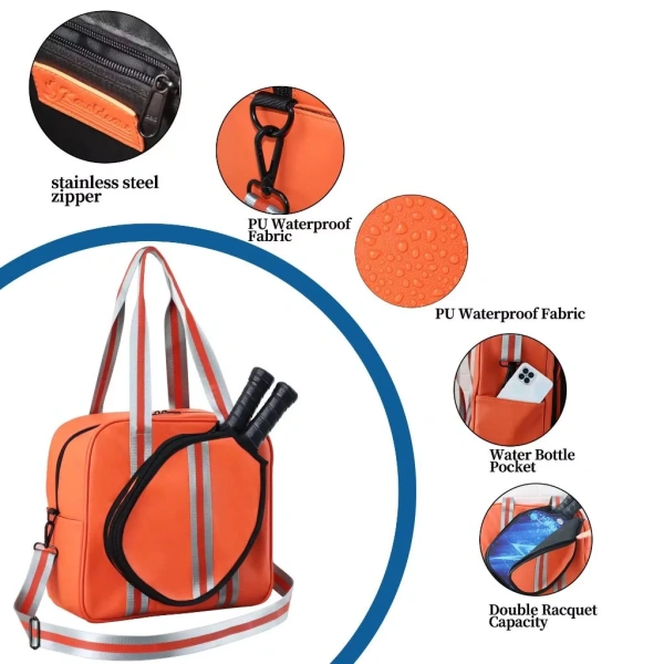 Vị trí giá đỡ chai nước trong túi đựng vợt pickleball nữ thực tế ảnh hưởng tới cân bằng khi di chuyển trên sân. - Ảnh 1