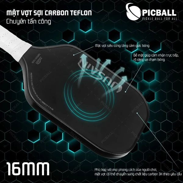 Trong số các mẫu vợt “tấn công mạnh” trên thị trường, Vợt Pickleball Jusain Carbon T700 (mã PICBALL VV04) đang được nhiều “pick thủ” chuyên nghiệp đánh giá cao. (Ảnh 4) Trong số các mẫu vợt “tấn công mạnh” trên thị trường, Vợt Pickleball Jusain Carbon T700 (mã PICBALL VV04) đang được nhiều “pick thủ” chuyên nghiệp đánh giá cao. (Ảnh 4)