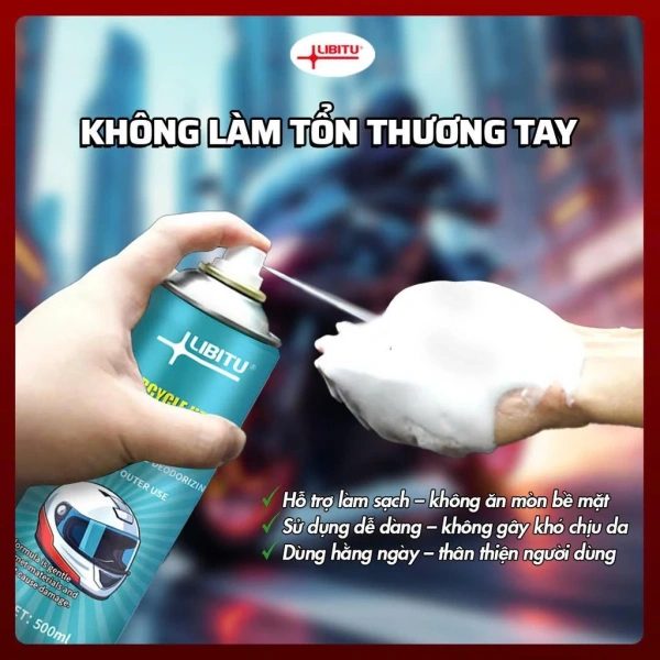 LIBITU giới thiệu chai xịt bọt 500ml được thiết kế đặc biệt cho mũ bảo hiểm. (Ảnh 4) LIBITU giới thiệu chai xịt bọt 500ml được thiết kế đặc biệt cho mũ bảo hiểm. (Ảnh 4)