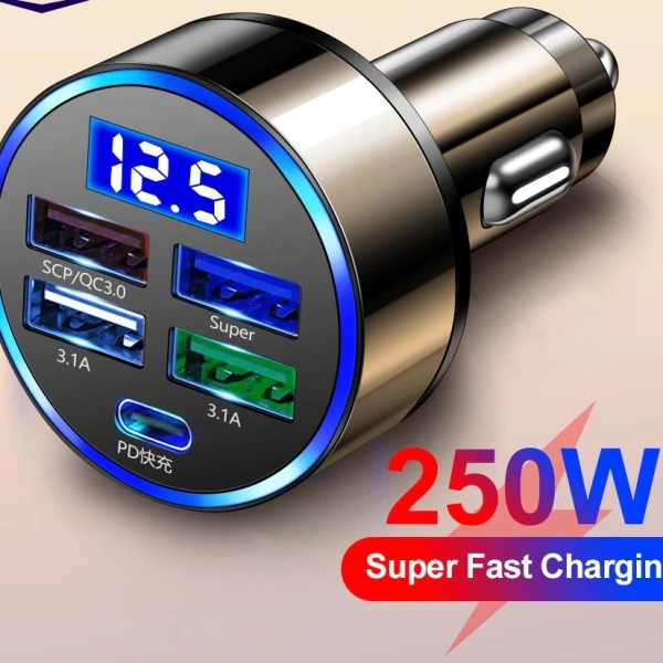 5 cổng sạc nhanh PD QC3.0 250W cho xe hơi: ánh sáng LED vừa chỉ dẫn, vừa nhắc nhở về vấn đề thường bị bỏ qua - Ảnh 1