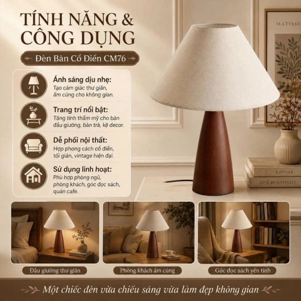 Trong số các mẫu đèn bàn retro hiện có trên thị trường, Đèn Bàn Phong Cách Trung Cổ Đơn Giản Họa Tiết Retro CM76 nổi bật nhờ thiết kế hài hòa giữa cổ điển và hiện đại, đồng thời có mức giá hợp lý. (Ảnh 4) Trong số các mẫu đèn bàn retro hiện có trên thị trường, Đèn Bàn Phong Cách Trung Cổ Đơn Giản Họa Tiết Retro CM76 nổi bật nhờ thiết kế hài hòa giữa cổ điển và hiện đại, đồng thời có mức giá hợp lý. (Ảnh 4)