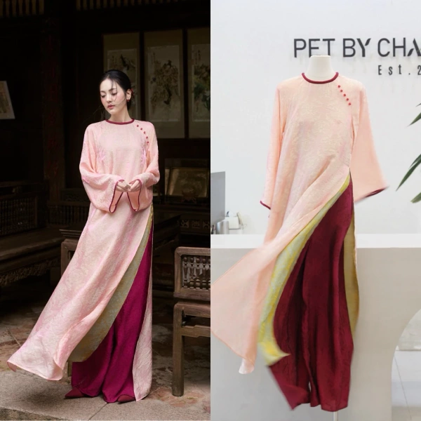 Áo dài 4 tà họa tiết thọ dơi rực rỡ thường ẩn sâu một khó khăn khi di chuyển trong lễ Tết - Ảnh 1