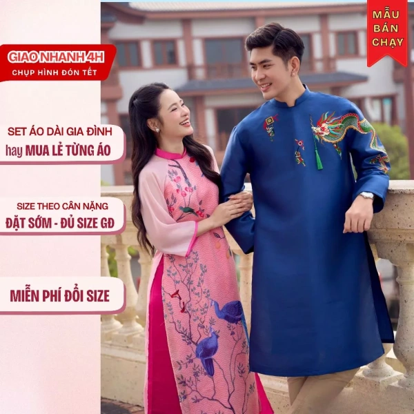 Áo dài cặp đôi màu hồng và xanh: khi mong muốn đồng điệu nhưng cảm giác mặc lại gây bất ngờ - Ảnh 1 Áo dài cặp đôi màu hồng và xanh: khi mong muốn đồng điệu nhưng cảm giác mặc lại gây bất ngờ - Ảnh 1