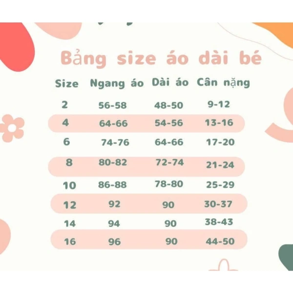 Sau khi có các số đo, so sánh với bảng size của nhà cung cấp (ví dụ bảng size trên ảnh sản phẩm của bộ áo dài “An Khang Đỏ”) để chọn size phù hợp. (Ảnh 3)