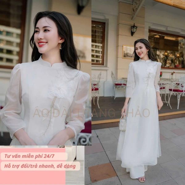 Áo dài trắng sang trọng tạo cảm giác nhẹ nhàng nhưng đường may 4 tà lại dễ bết áo khi ngồi lâu - Ảnh 1