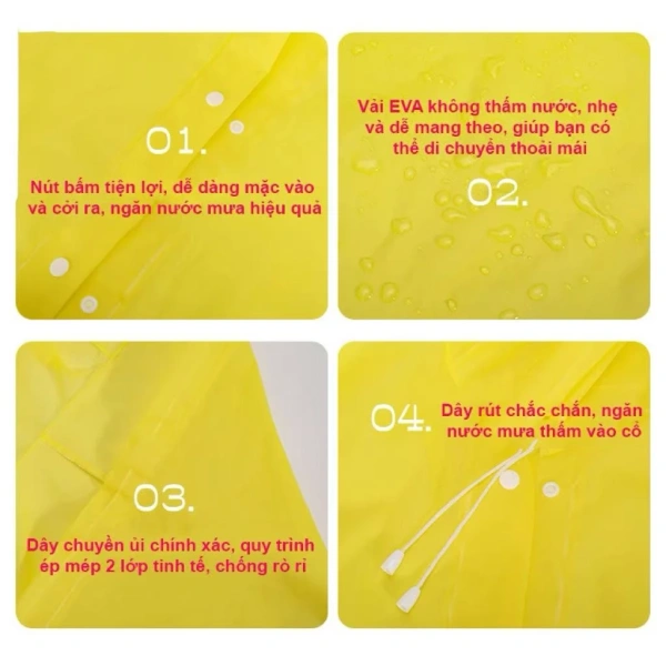 Trọng lượng áo mưa thường được đo bằng gram mỗi mét vuông (g/m²). (Ảnh 2) Trọng lượng áo mưa thường được đo bằng gram mỗi mét vuông (g/m²). (Ảnh 2)