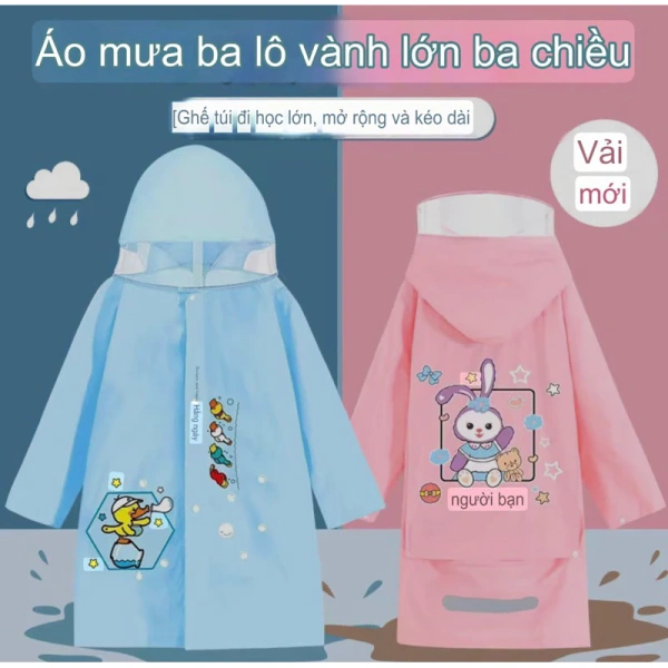 Áo mưa phản quang rộng cho bé: bảo vệ khỏi mưa nhưng lại làm balo chật nghẹt. - Ảnh 2