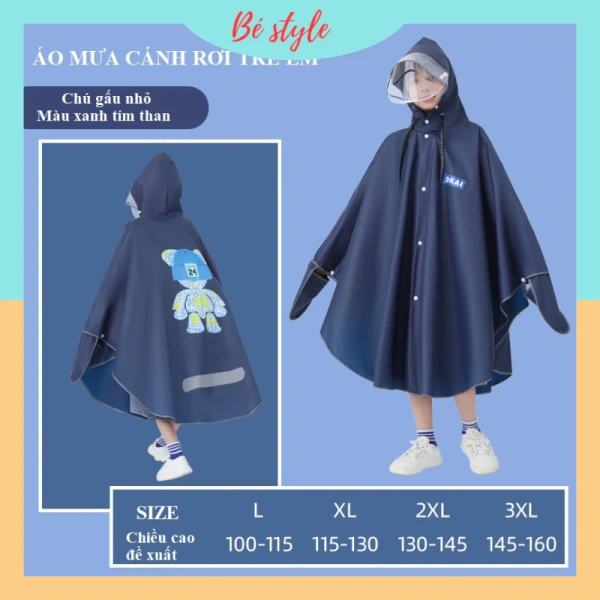 Áo mưa trẻ em cánh dơi EVA không thấm nước: Khi kính che mặt gây bức mắt cho bé trong những chuyến xe đạp dài kéo dài. - Ảnh 1