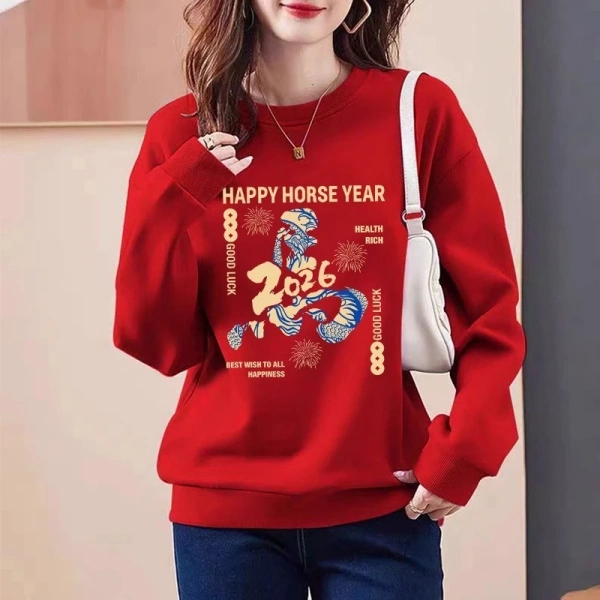 Áo sweater nữ form rộng Tết 2026 màu đỏ áo nỉ – Local brand Salute được làm từ 100% cotton, vải mềm mịn, không co ngắn sau khi giặt. (Ảnh 5)