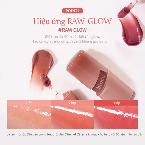 Mặc dù là son gel, nhưng công thức của Raw Glow Gel Tint đã tích hợp các chất dưỡng ẩm như glycerin và chiết xuất thực vật giúp môi không bị khô rơi ngay cả khi giữ độ căng bóng trong thời gian dài. (Ảnh 4) Mặc dù là son gel, nhưng công thức của Raw Glow Gel Tint đã tích hợp các chất dưỡng ẩm như glycerin và chiết xuất thực vật giúp môi không bị khô rơi ngay cả khi giữ độ căng bóng trong thời gian dài. (Ảnh 4)
