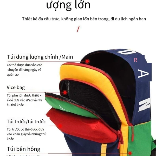 Trong danh mục các mẫu ba lô học sinh đa năng, Balo học sinh thể thao sức chứa lớn nổi bật nhờ mức giá hợp lý (giá gốc 307.200 VNĐ, giảm còn 256.000 VNĐ) và cấu trúc ngăn kéo đa dạng. (Ảnh 5)