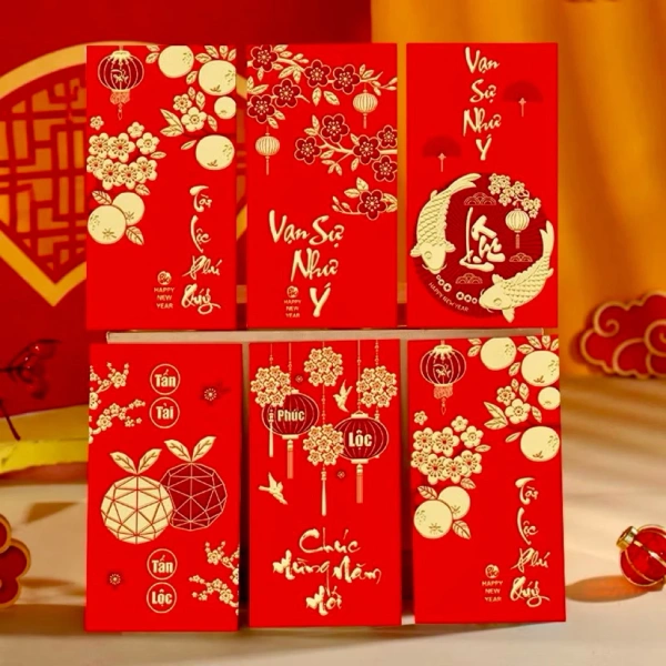 Một trong những lựa chọn phổ biến hiện nay là mua set 60 bao lì xì nhung đỏ 2026 – mix mẫu (9×16 cm) với giá xưởng 30 960 VND, giảm còn 25 800 VND. (Ảnh 5) Một trong những lựa chọn phổ biến hiện nay là mua set 60 bao lì xì nhung đỏ 2026 – mix mẫu (9×16 cm) với giá xưởng 30 960 VND, giảm còn 25 800 VND. (Ảnh 5)