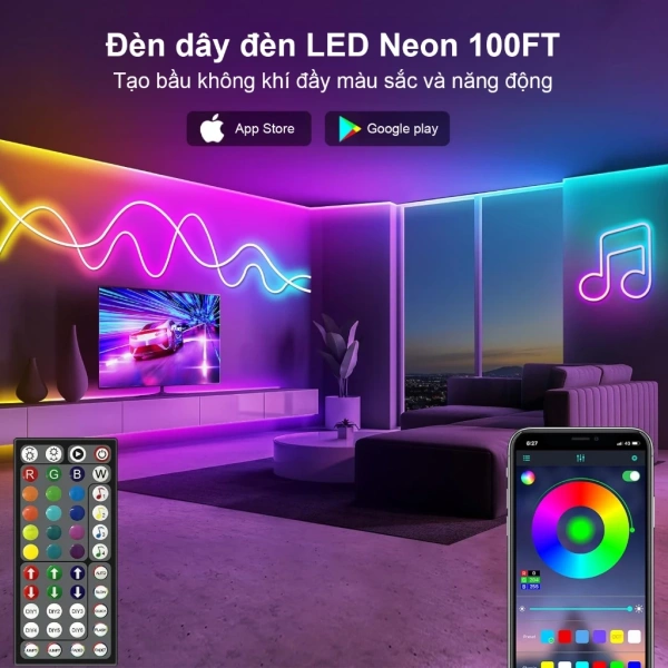 Neon RGB là dải đèn LED được tích hợp các chip LED đa màu (Red – Green – Blue) cho phép tạo ra hàng nghìn sắc màu khác nhau. (Ảnh 2) Neon RGB là dải đèn LED được tích hợp các chip LED đa màu (Red – Green – Blue) cho phép tạo ra hàng nghìn sắc màu khác nhau. (Ảnh 2)