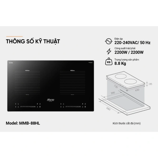 Mặt đá cắt sẵn với độ dày 4‑5 mm cho phép lắp đặt bếp từ ngay trên bề mặt bếp, giảm yêu cầu khoang sâu. (Ảnh 4) Mặt đá cắt sẵn với độ dày 4‑5 mm cho phép lắp đặt bếp từ ngay trên bề mặt bếp, giảm yêu cầu khoang sâu. (Ảnh 4)