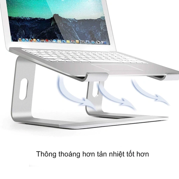 Giá đỡ nhôm chữ U thường được thiết kế dựa trên một khung dạng chữ U, cho phép máy tính đặt lên “cánh” bên trái và bên phải, tạo không gian cho không khí lưu thông dưới đáy máy. (Ảnh 2)