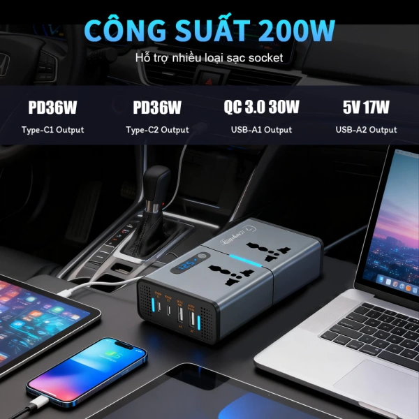 Biến tần 200W 12V‑220V cho ô tô: Khi cắm USB trong xe lại gặp những rào cản không ngờ - Ảnh 4