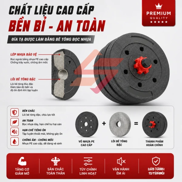 Đối với người muốn tập luyện tại nhà, một bộ tạ có thể đổi nhanh các mức trọng lượng và biến đổi chức năng là lựa chọn thông minh. (Ảnh 2) Đối với người muốn tập luyện tại nhà, một bộ tạ có thể đổi nhanh các mức trọng lượng và biến đổi chức năng là lựa chọn thông minh. (Ảnh 2)