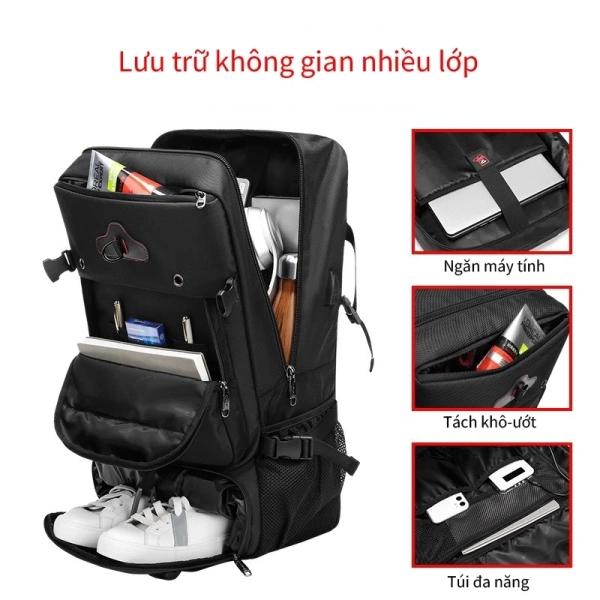 Ngăn giày thường được thiết kế ở phía sau ba lô, gần lưng người mang, nhằm ngăn nước và bụi bám vào các vật dụng còn lại. (Ảnh 3) Ngăn giày thường được thiết kế ở phía sau ba lô, gần lưng người mang, nhằm ngăn nước và bụi bám vào các vật dụng còn lại. (Ảnh 3)