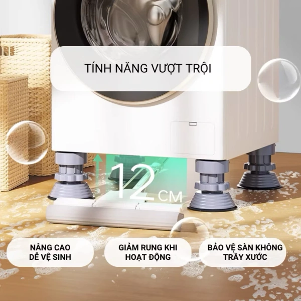 Chọn chân đế có lớp cao su lớn và nhựa siêu cứng giúp tăng độ ma sát lên sàn, đồng thời hấp thụ chấn động khi máy giặt quay mạnh. (Ảnh 2)