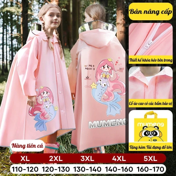 Áo mưa Áo Mưa EVA Cao Cấp Với Thiết Kế Khóa Kéo + Cúc Bấm + Dáng Xòe Phù Hợp Bé Đeo Balo-Áo Mưa AMEVA02 được sản xuất bằng chất liệu EVA nhẹ, bền, không mùi hôi, phù hợp với da nhạy cảm của trẻ. (Ảnh 4)