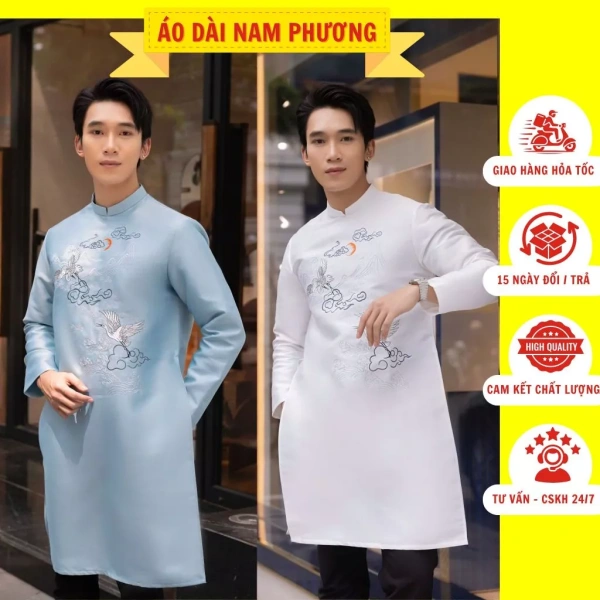 Chi tiết thêu viền ở cổ áo dài nam cách tân là yếu tố quyết định cảm giác thoải mái suốt lễ Tết - Ảnh 1