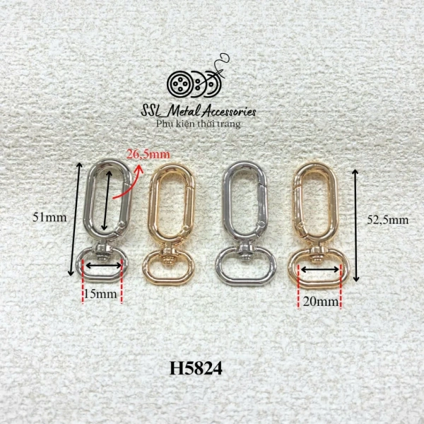 Chiếc móc xoay oval thường được làm bằng kim loại và có hình bầu dục, được gắn vào phần khóa hoặc dây kéo của túi xách, cặp, vali. (Ảnh 2)