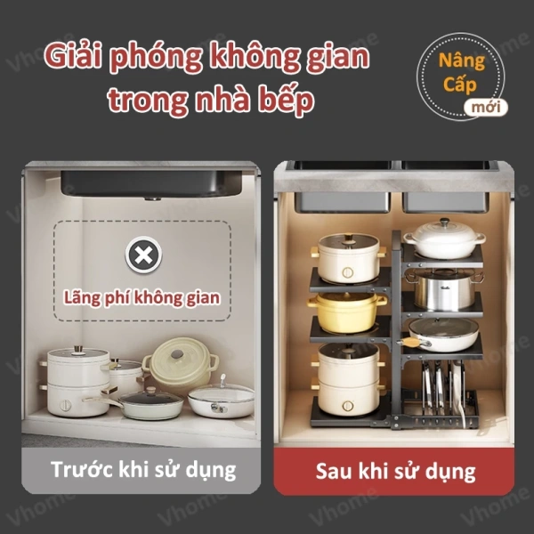 Chiều cao điều chỉnh còn giúp giảm nguy cơ trượt, đổ vỡ đồ dùng nặng. (Ảnh 2) Chiều cao điều chỉnh còn giúp giảm nguy cơ trượt, đổ vỡ đồ dùng nặng. (Ảnh 2)