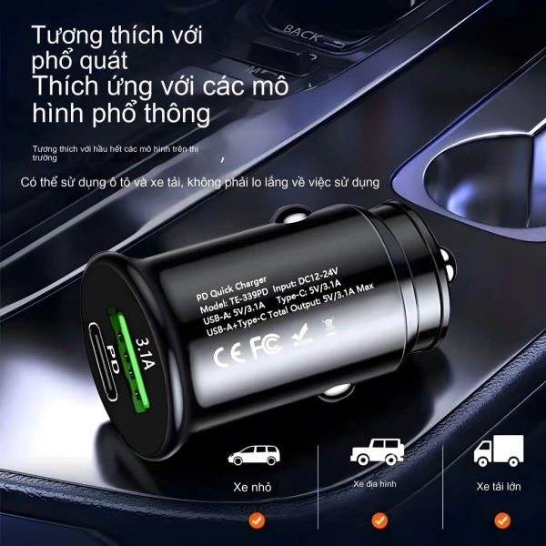 cốc sạc nhanh PD30W Type‑C trên ô tô biến mỗi lần dừng lại thành khoảnh khắc sạc pin nhanh hơn mong đợi - Ảnh 4 cốc sạc nhanh PD30W Type‑C trên ô tô biến mỗi lần dừng lại thành khoảnh khắc sạc pin nhanh hơn mong đợi - Ảnh 4