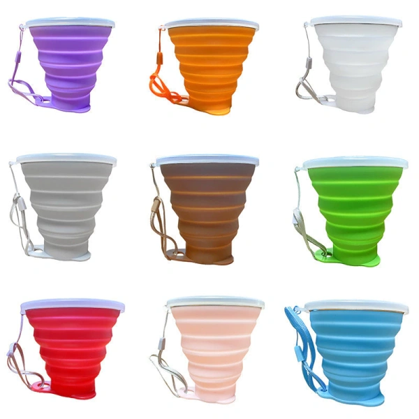 Sản phẩm Cốc Silicon Gấp Gọn Du Lịch Có Nắp Đậy - Ly Uống Nước Xếp Gọn Bằng Silicone Có Dây Treo kết hợp ưu điểm của silicone (khả năng chịu nhiệt từ -40 °C đến 230 °C, không BPA, chịu lò vi sóng khi bỏ nắp) và thiết kế gấp gọn, nhẹ (trọng lượng chỉ vài gram). (Ảnh 4)