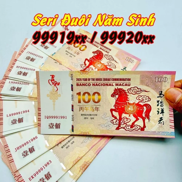 Trong danh sách “đồ trang trí lạ mắt” ở trên, tiền in hình con ngựa 100 MaCao seri năm sinh là một lựa chọn ít người nghĩ tới nhưng lại mang nhiều tiềm năng. (Ảnh 4) Trong danh sách “đồ trang trí lạ mắt” ở trên, tiền in hình con ngựa 100 MaCao seri năm sinh là một lựa chọn ít người nghĩ tới nhưng lại mang nhiều tiềm năng. (Ảnh 4)