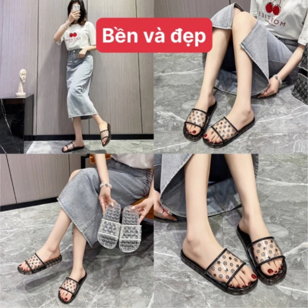 Khác với các loại dép da hay vải, dép nhựa trong suốt có thể rửa nhanh dưới vòi nước ấm, không lo bị ố bẩn hoặc hư hại. (Ảnh 3)